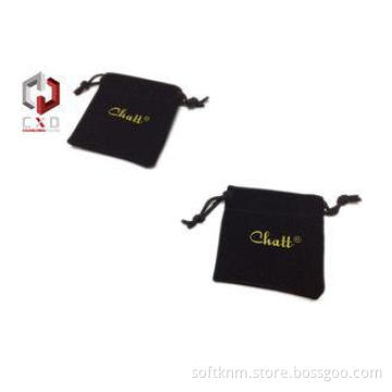 Mini Black Velvet Drawstring Bag For Jewelry , 80 * 60mm